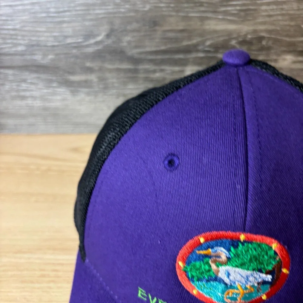 Everglades Isle Hat Cap Snap Back Purple Black Adjustable Mens
